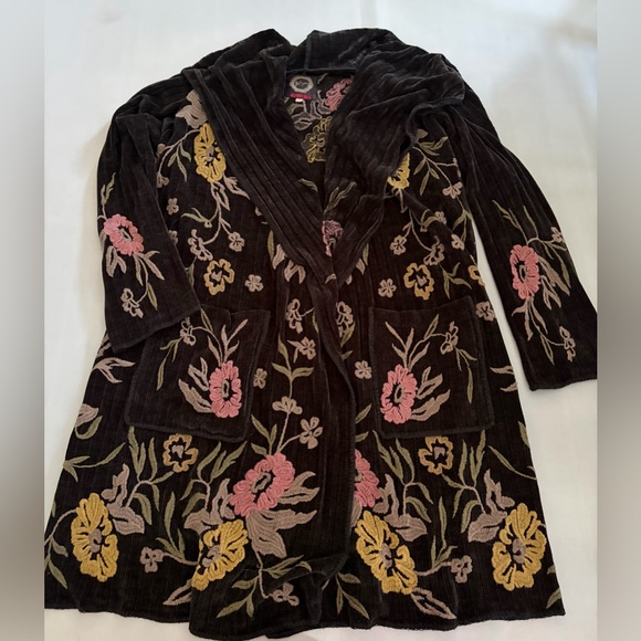 Johnny Was Sweater Biya Floral Embroidered Boho Duster Cardigan Wrap size Large - Picture 11 of 16